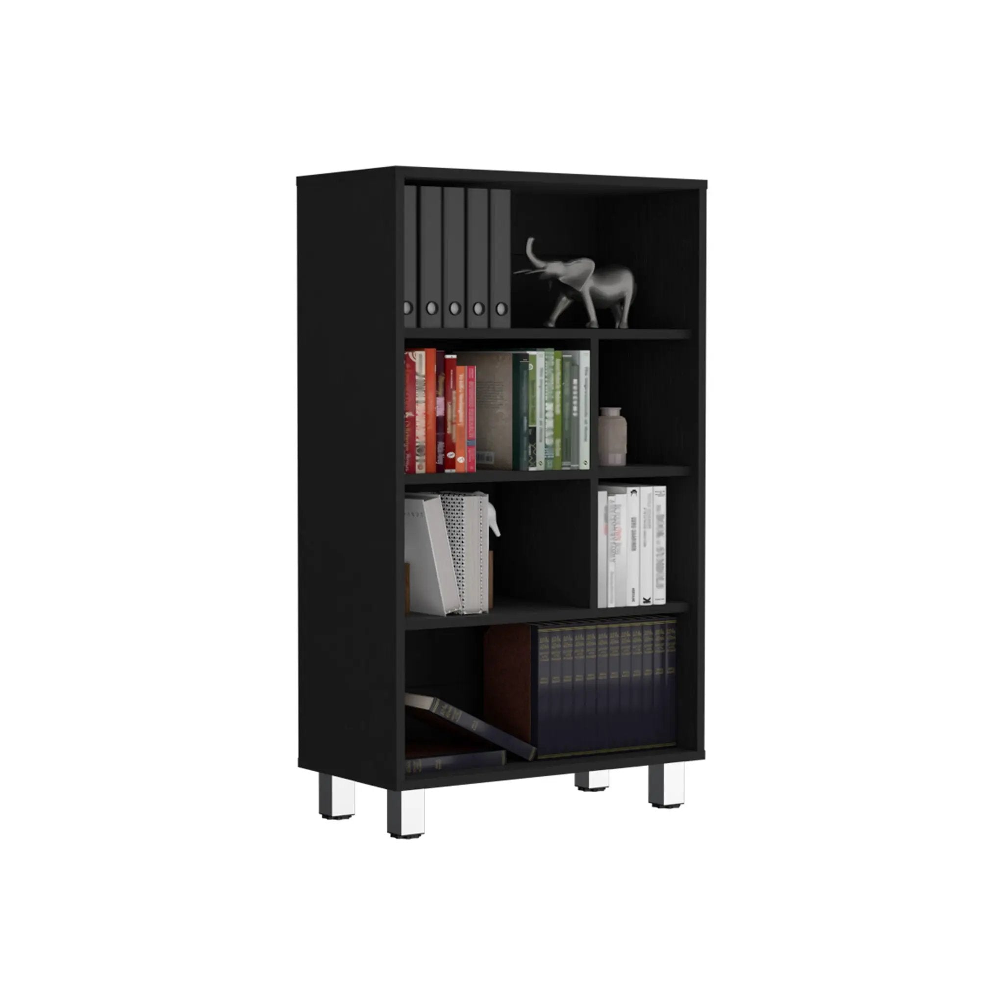 Bookcase, 6 Shelves, 4 Legs - Black by Unique Piece Furniture