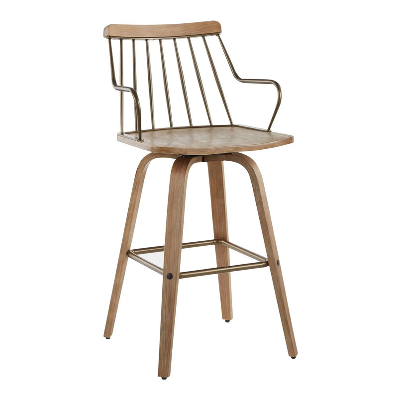 Preston - Farmhouse Counter Stool - White Washed / Antique Copper by HouseOfZazla
