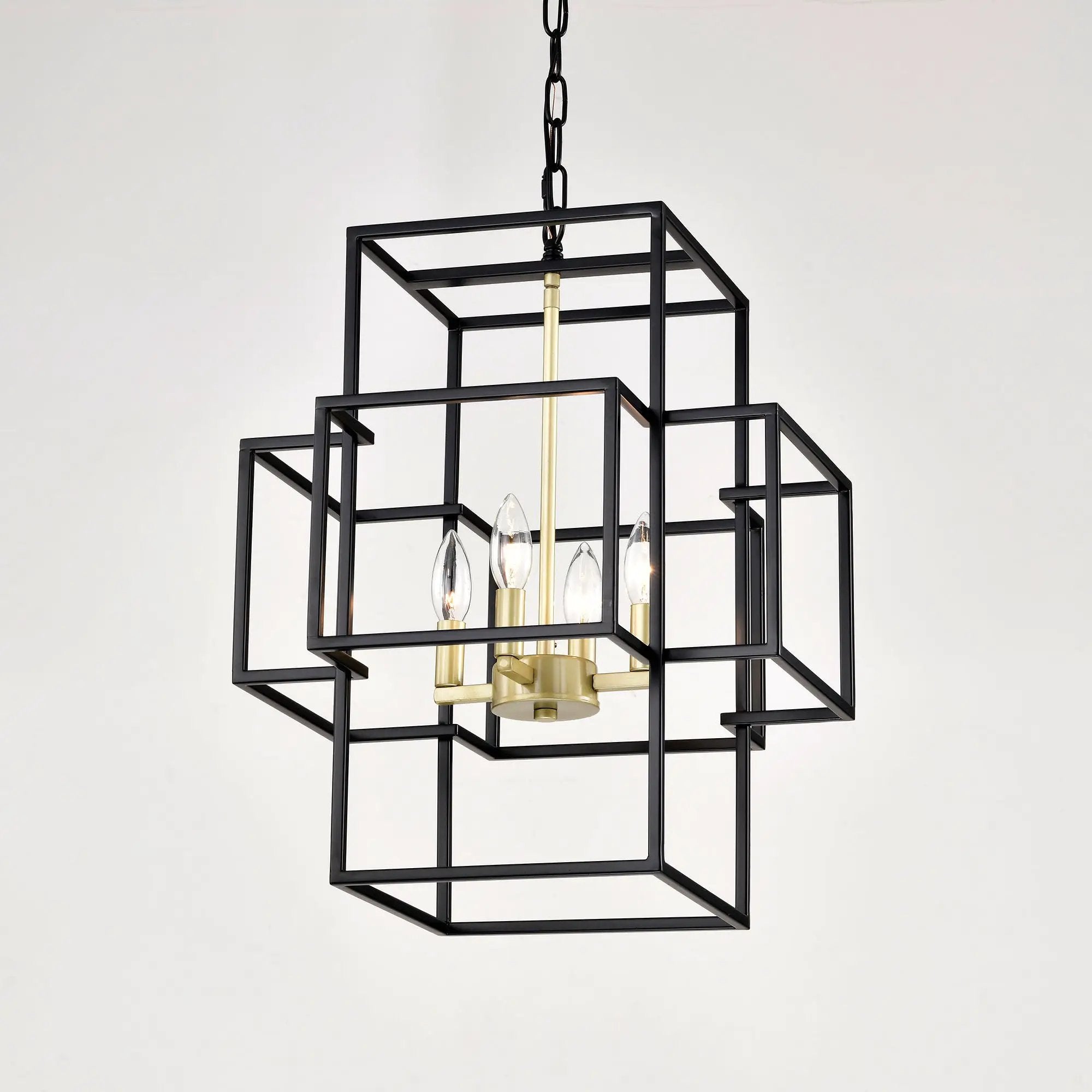 4 Light Metal Lantern Tiered Pendant Hanging Light Fixtures, Industrial Farmhouse Adjustable Height Chandeliers For Dining Room Hallway Foyer Entryway (E12 Bulbs Not Included) by HouseOfZazla