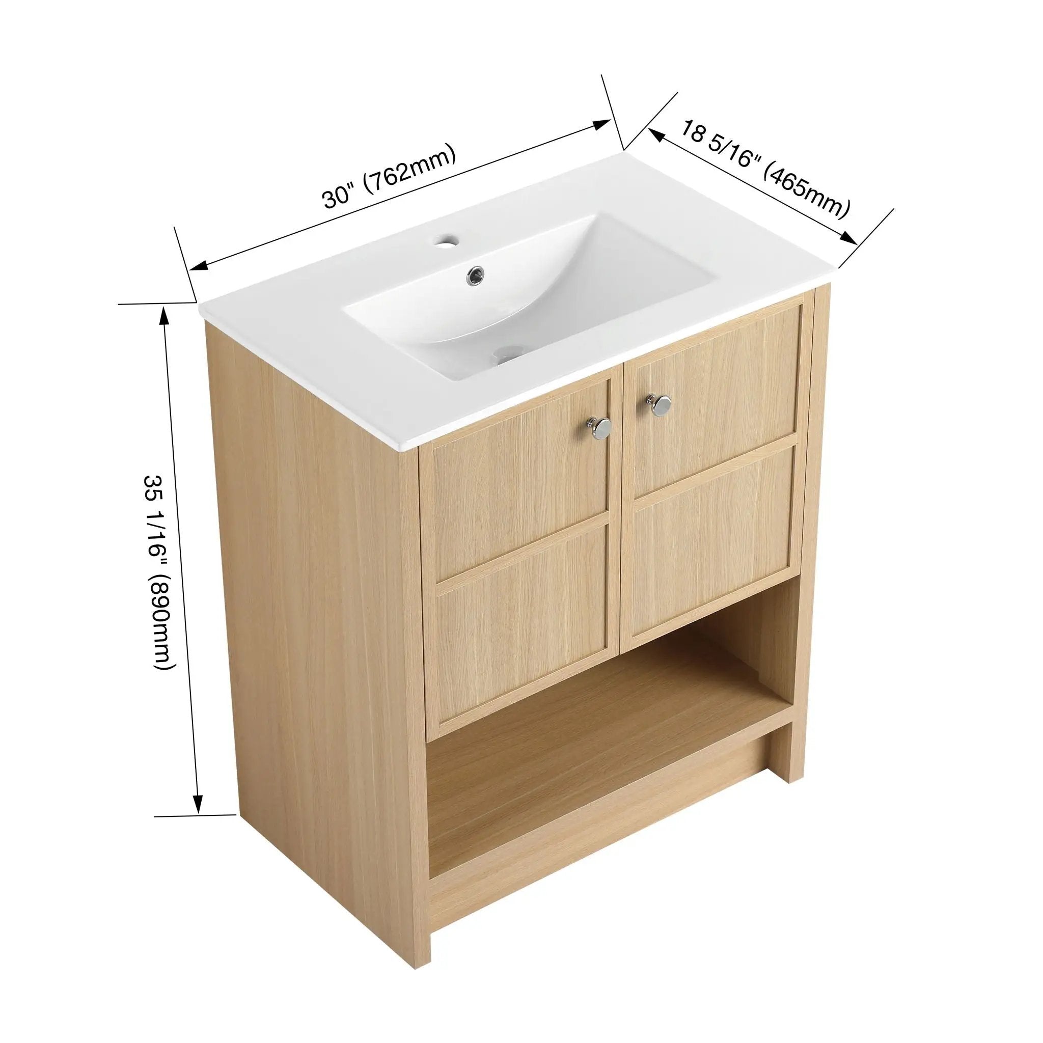 Modern Freestanding Bathroom Vanity With Ceramic Sink And Soft Closing Doors by Unique Piece Furniture
