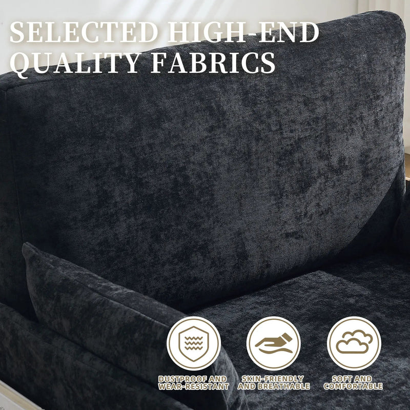 Mid Century Modern Foldable Sofa Bed, 3 In 1 Convertible Sleeper With 3 Pillows