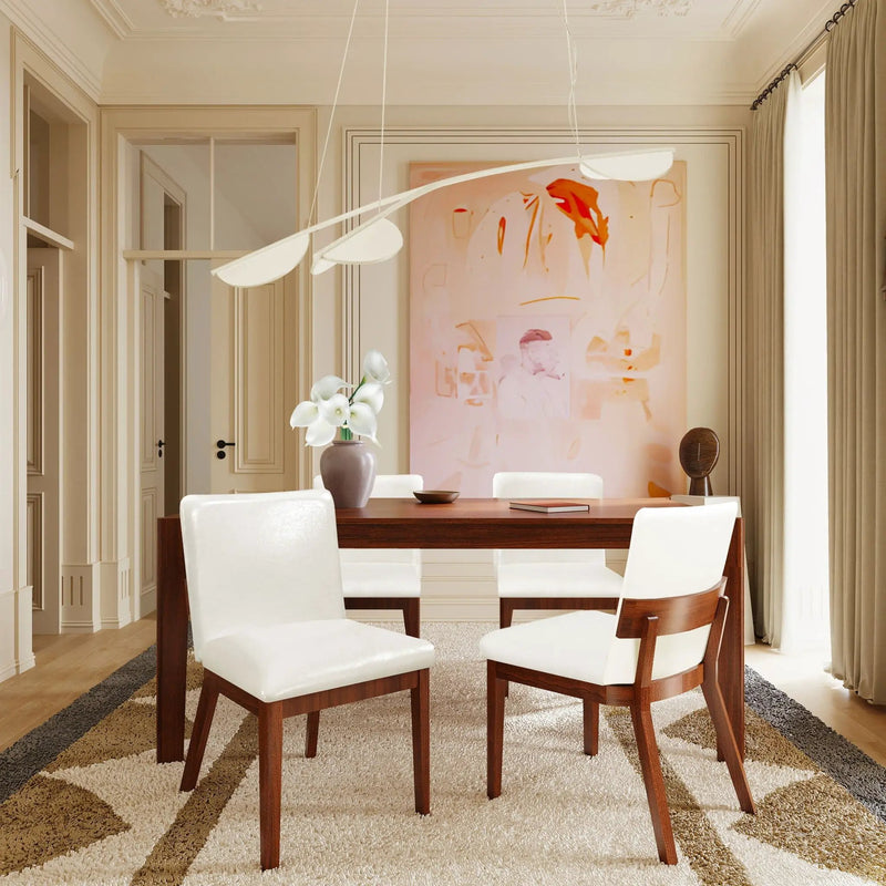 Modern Dining Chairs (Set of 2) With Glossy Upholstery - White / Walnut by HouseOfZazla