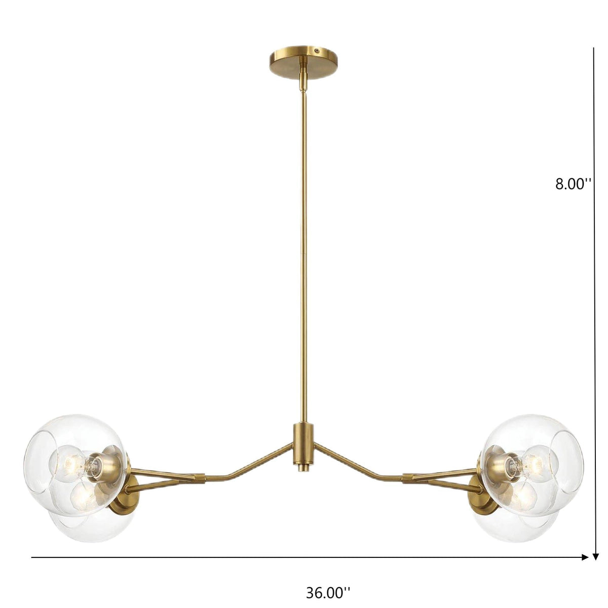 Jewel 4-Light Chandelier Ceiling Hanging Light Fixture with Clear Glass - Gold, photo 2 of 7