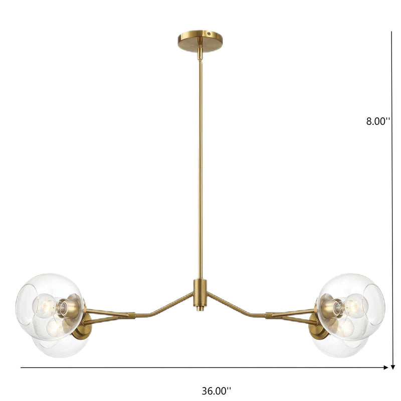 Jewel 4-Light Chandelier Ceiling Hanging Light Fixture with Clear Glass - Gold, photo 2 of 7