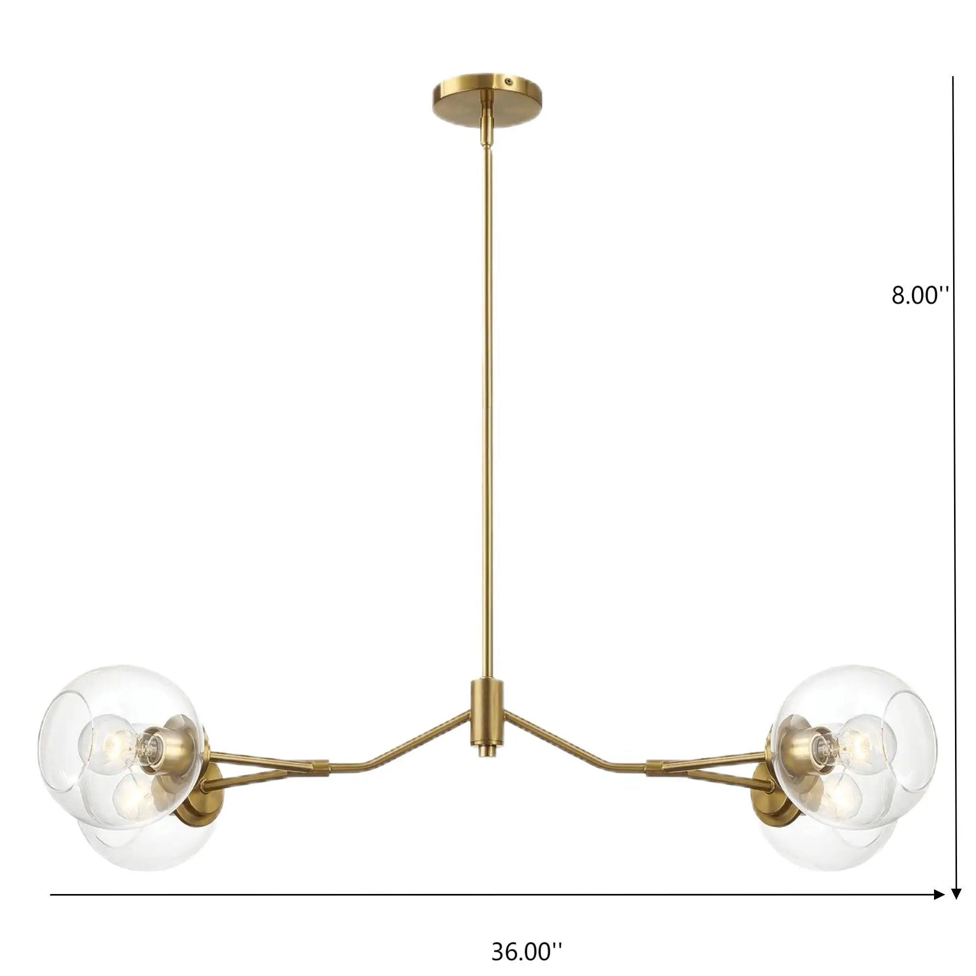 Jewel - 4 Lights Chandelier Ceiling Hanging Light Fixture - Clear / Gold by Unique Piece Furniture