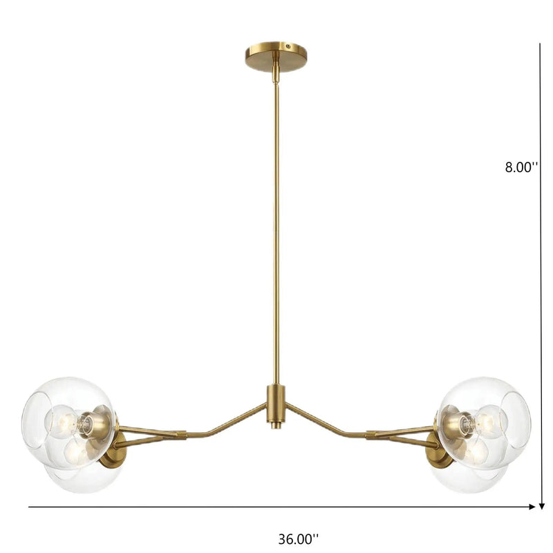 Jewel - 4 Lights Chandelier Ceiling Hanging Light Fixture - Clear / Gold by HouseOfZazla