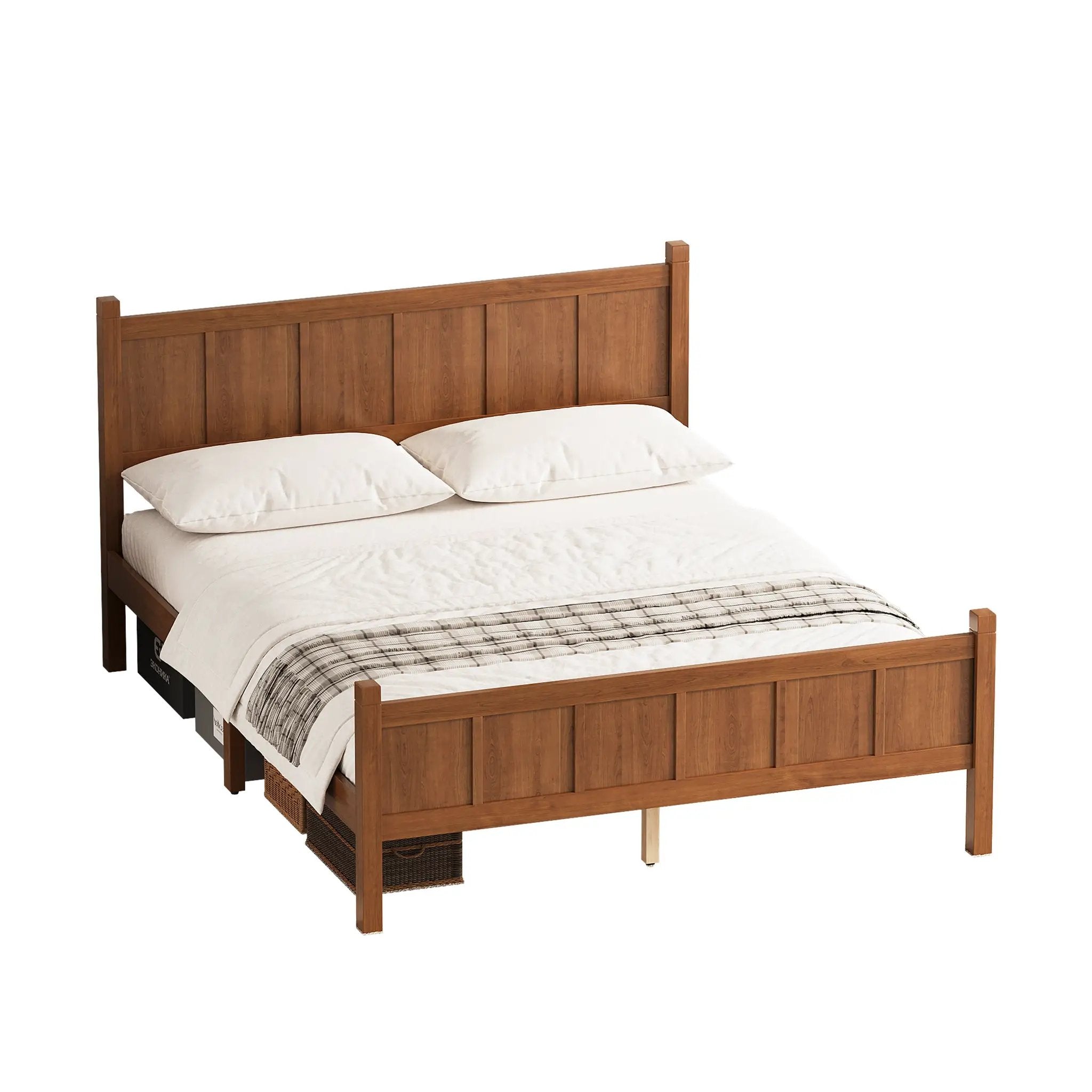 Queen Size Flat Panel Bed with Headboard & Footboard by HouseOfZazla