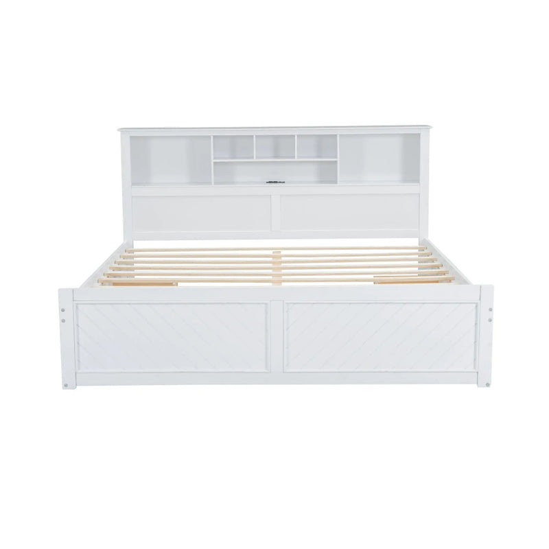 Platform Bed With Multi Storage Headboard, USB And Drawers by Unique Piece Furniture