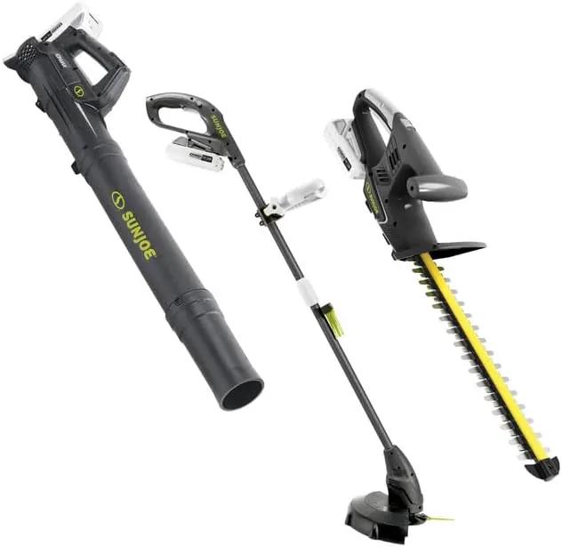 Sun Joe 24V IONMAX Cordless Leaf Blower, Grass and Hedge Trimmer Outdoor Garden Combo Power Tool Kit with Batteries and Charger, 24V-GT4MAX-LTE by GreenHaven Gardens