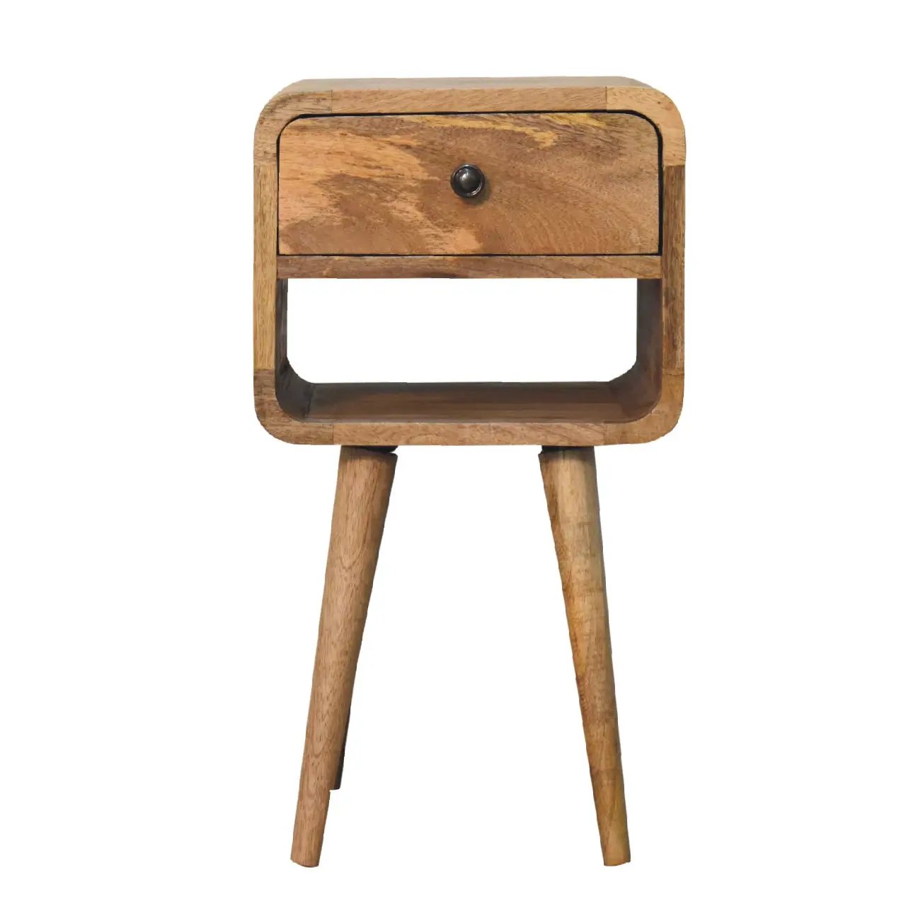 Solid Wood Mini Oak-ish Curve Lower Nightstand by HouseOfZazla