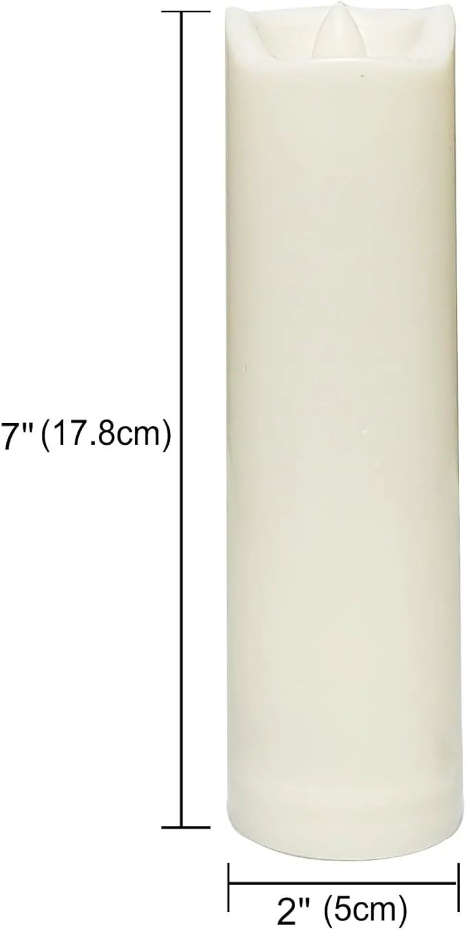 CANDLE CHOICE Waterproof Outdoor Battery Operated Flameless Candles with Auto Timer Flickering Plastic Resin Electric LED Slim Pillar Lights for Lantern Patio Garden Wedding Decorations 2”x7” 2 Pack by GreenHaven Gardens