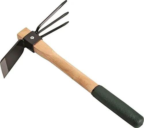 Edward Tools Hoe and Cultivator Hand Tiller - Carbon Steel Blade - Heavy Duty for loosening Soil, Weeding and Digging - Rubber Ergo Grip Handle - Rust Proof by GreenHaven Gardens