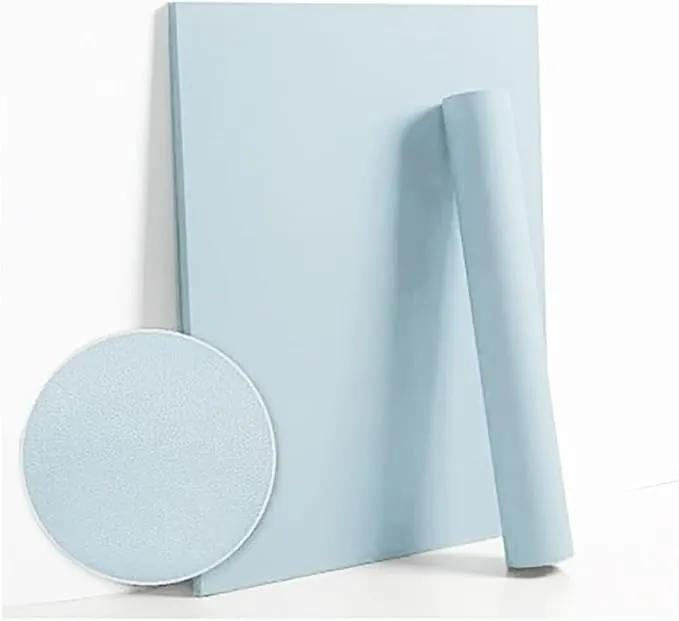 Dimoon 236''x17.7'' Blue Peel and Stick Wallpaper Contact Paper Modern Self Adhesive Wall Paper Removable Renter Friendly Textured Solid Color Shelf Cabinet Vinyl Roll (236''x17.7'',Light Blue) by GreenHaven Gardens