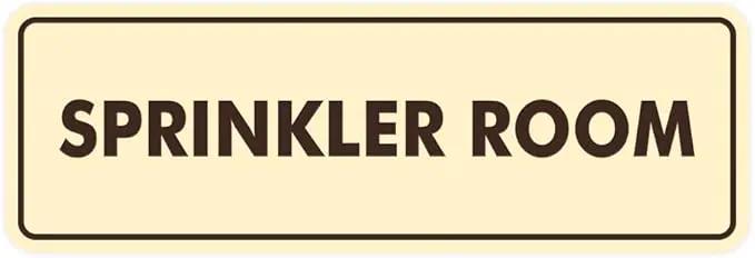 Signs ByLITA Standard Sprinkler Room Sign (Ivory/Dark Brown) - Medium by GreenHaven Gardens