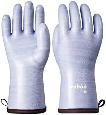 LANON Protection Wahoo Liquid Silicone Smoker Oven Gloves, Food-Contact Grade, Heat Resistant Gloves for Cooking, Grilling, Baking, Purple, XXL/11 by GreenHaven Gardens