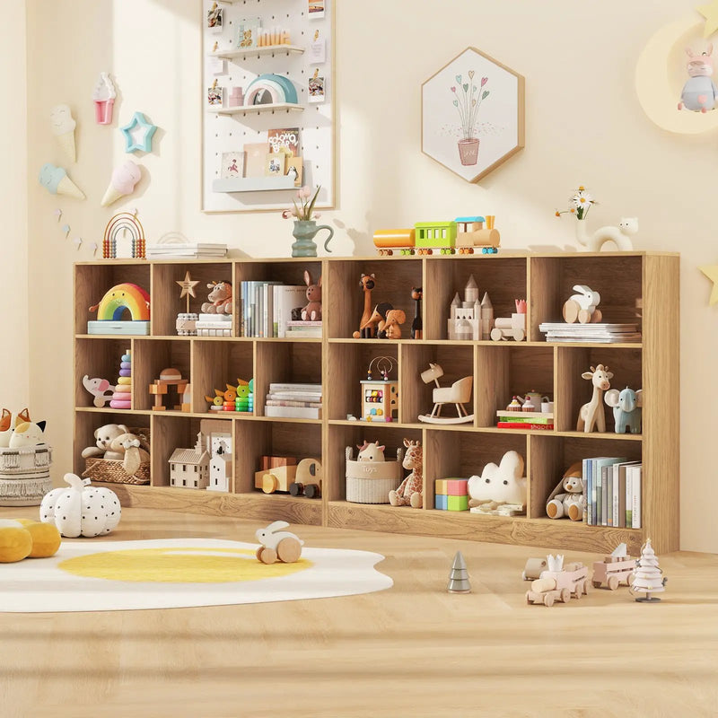 41 inches Wooden Toy Storage Organizer with 10 Cubes for Classroom Daycare Nursery Kindergarten by DirectDeals