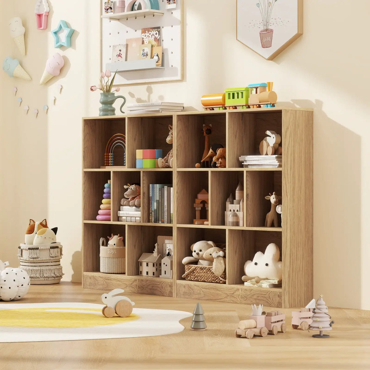 7-Section Freestanding Bookshelf for Kids Room Classroom Daycare Nursery by DirectDeals