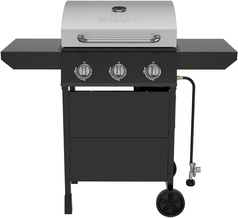 Nexgrill 3-Burner Propane Gas Grill with Side Tables, 27,000BTUs, Stainless Steel Lid, Spacious 429 SQ. In. Cooking Space, BBQ Grill for Outdoor Cooking, Patios, Parties, and More - 720-1012 by GreenHaven Gardens