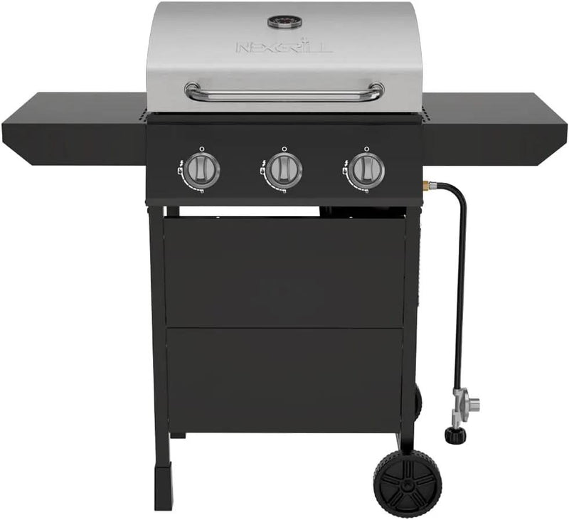 Nexgrill 3-Burner Propane Gas Grill with Side Tables, 27,000BTUs, Stainless Steel Lid, Spacious 429 SQ. In. Cooking Space, BBQ Grill for Outdoor Cooking, Patios, Parties, and More - 720-1012 by GreenHaven Gardens