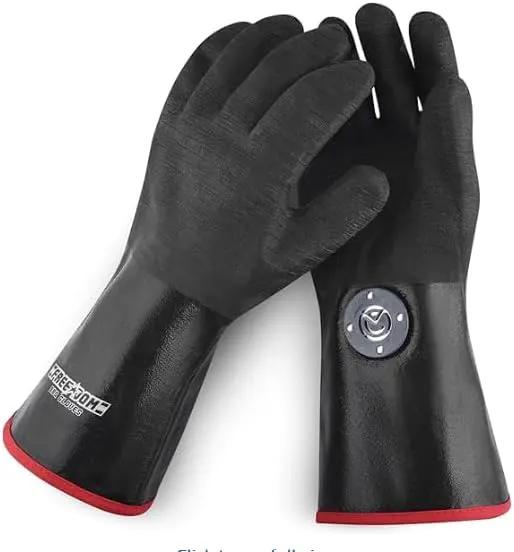 Freedom BBQ Gloves 932°F Heat Rated Magnetic EZ On Off Safety Clips Waterproof for Grills Smokers Fryers Ovens (18") by GreenHaven Gardens
