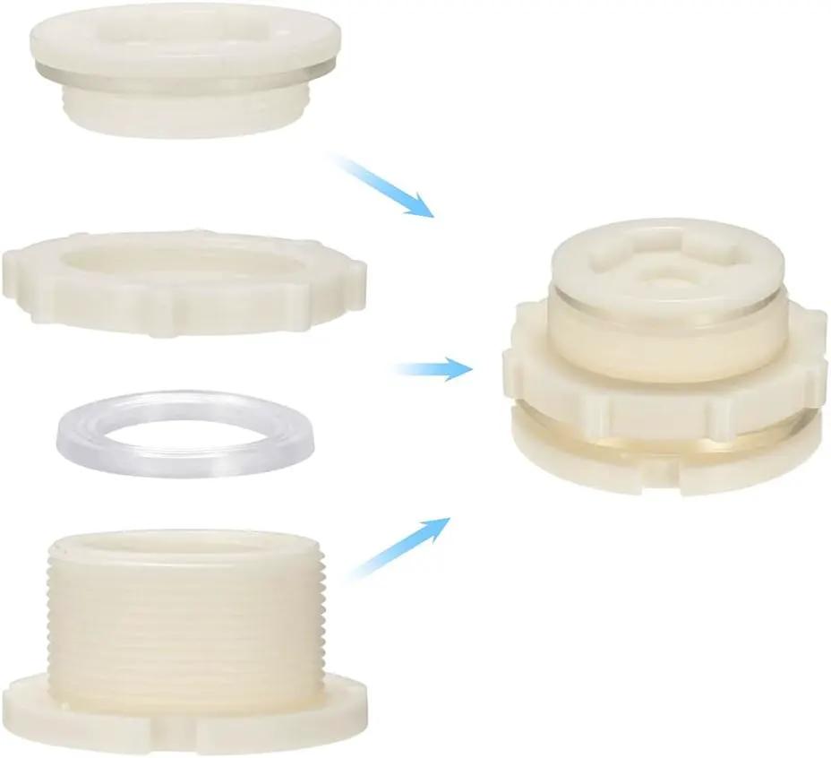 2" Female ABS Bulkhead Fitting, Plastic Water Tank Connector Adapter Fitting with Plugs for Outdoor rain Barrel Garden Hose Adapter Spigot kit Water Tank Gallon Drain Bucket(Set of 2) by GreenHaven Gardens