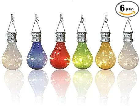 pearlstar Solar Light Bulbs Outdoor Waterproof Garden Camping Hanging LED Light Lamp Bulb Globe Hanging Lights for Home Yard Christmas Party Holiday Decorations (6 Pack-Solar Light Bulbs) by GreenHaven Gardens