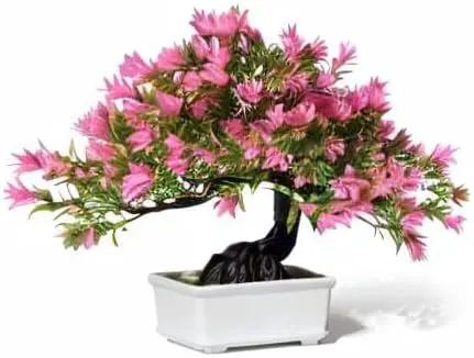 Fake Plants Plastic Artificial Bonsai Tree, Pink Room Decor Bonsai Tree for Home Bedroom Farmhouse Office Desk Decor, Tall 9.5" by GreenHaven Gardens