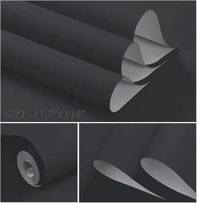 Dimoon 236''x17.7'' Grey Peel and Stick Wallpaper Contact Paper Modern Self Adhesive Wall Paper Removable Renter Friendly Textured Solid Color Shelf Cabinet Vinyl Roll (236''x17.7'',Dark Grey) by GreenHaven Gardens