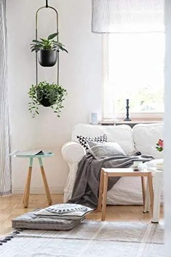 Modern Metal Hanging Planter for Indoor Outdoor Plants with Hook 2 Tier Boho Wall and Ceiling Flower Pots Baskets Holder Home Office Decor(Black) by GreenHaven Gardens