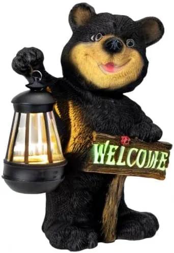 Juegoal Garden Bear Statue with Solar LED Lantern, Luminous Welcome Sign, Gifts for Mom Yard Art, Whimsical Figurine Large Sculpture Lighted Outdoor Mother's Day Spring Decorations for Lawn, Porch by GreenHaven Gardens