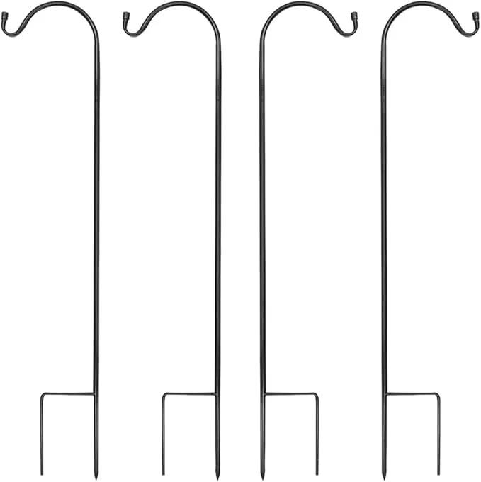 MIXXIDEA 4/8PK Heavy Duty Garden Shepherds Hooks for Outdoor, Premium Metal Shepherds Hooks, Height Adjustable Bird Feeder Hanger, Hanging Basket Hooks 37” Inch Tall Hanging Plant Hooks (4PK) by GreenHaven Gardens