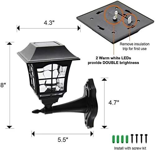 MAGGIFT 2 Pack Solar Wall Lantern Outdoor, Exterior Waterproof 15 Lumens Solar Sconce Light Fixture with Wall Mount Kit for Front Door Fence Garden Decor by GreenHaven Gardens