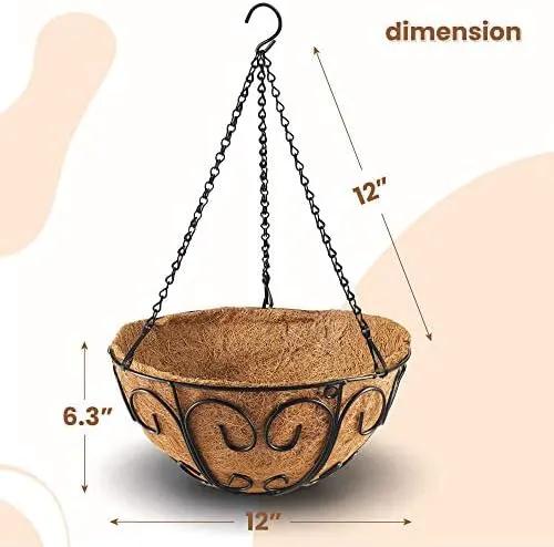 2 Pack Metal Hanging Planter Basket with Coco Coir Liner Chain Round Wire Plant Holder Flower Pots Hanger Garden Decoration Porch Decor Watering Hanging Baskets Indoor Outdoor (BUTTERFLY SHAPE) by GreenHaven Gardens