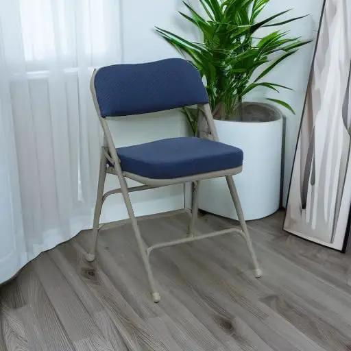 Flash Furniture Hercules Series Metal Folding Chairs with Cushioned Seat, Fabric Upholstered Event Chairs with 300-lb. Static Weight Capacity, Set of 2, Navy by GreenHaven Gardens