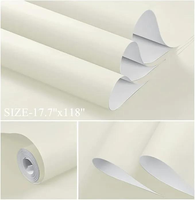 Dimoon 78.7''x17.7'' White Peel and Stick Wallpaper Contact Paper Modern Self Adhesive Wall Paper Removable Renter Friendly Textured Solid Color Shelf Cabinet Vinyl Roll (78.7''x17.7'',Cream White) by GreenHaven Gardens