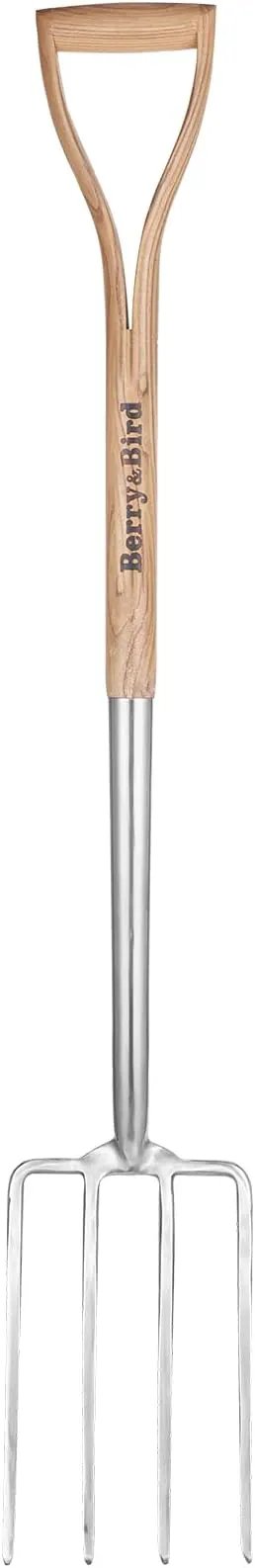 Berry&Bird Garden Digging Fork, 37.4" Stainless Steel Garden Spading Fork with D-Grip Handle, 4-Tine Heavy Duty Long Handled Pitchfork with Ash Wood Handle for Digging, Planting, Cultivating, Aerating by GreenHaven Gardens