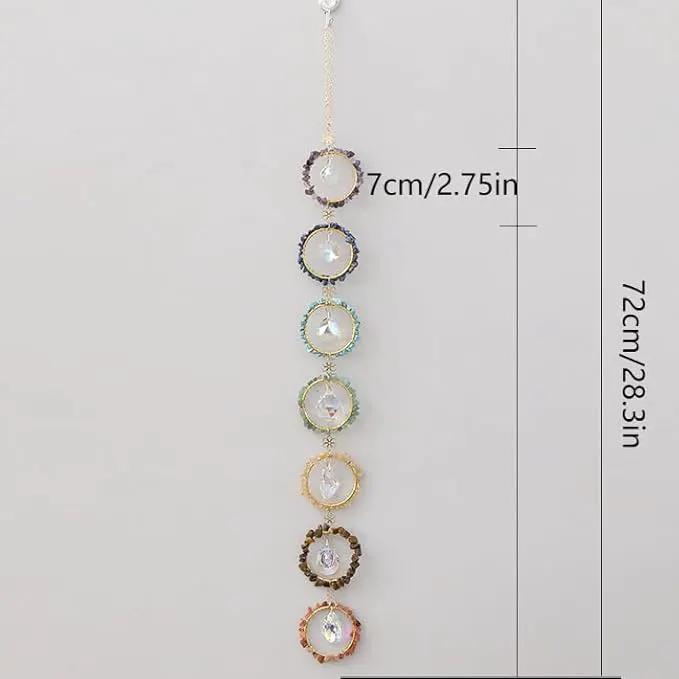 Crystal Sun Catcher Window Hanging 7 Chakra Spheres Gemstone Decor Hanging Ornament Natural Gem Wall Hangings Healing Crystal Decor Handmade Home Window Car Decoration Gift for Mom by GreenHaven Gardens
