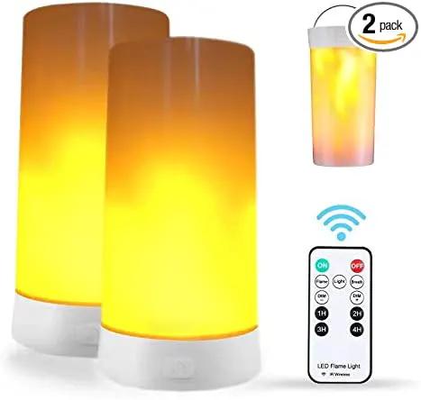 2PCS LED Flame Light, USB Rechargeable Flame Lamp with Remote & Timer, Waterproof Dimmable Flameless Candles Light for Home Party Garden Camping Halloween Christmas Decoration by GreenHaven Gardens