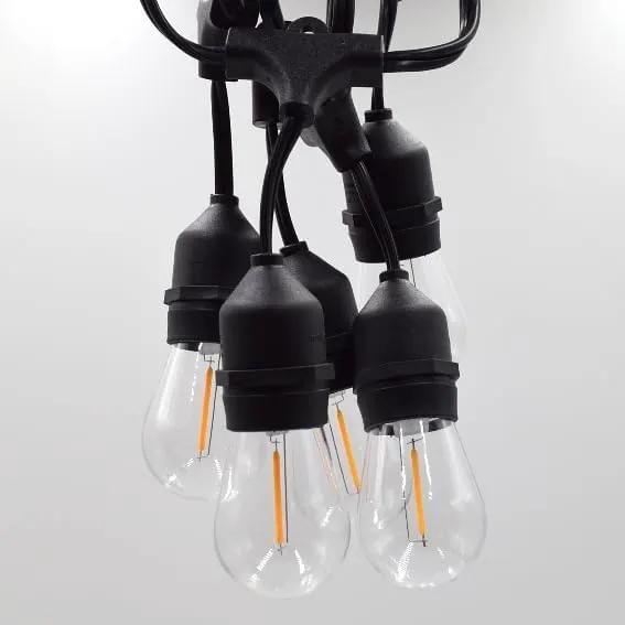 Hometown Evolution, Inc. E26 Outdoor Commercial String Lights with Suspended Socket for Weatherproof Heavy Duty Vintage Outside Lighting (S14 LED Plastic, 24 Foot 12 Socket) by GreenHaven Gardens