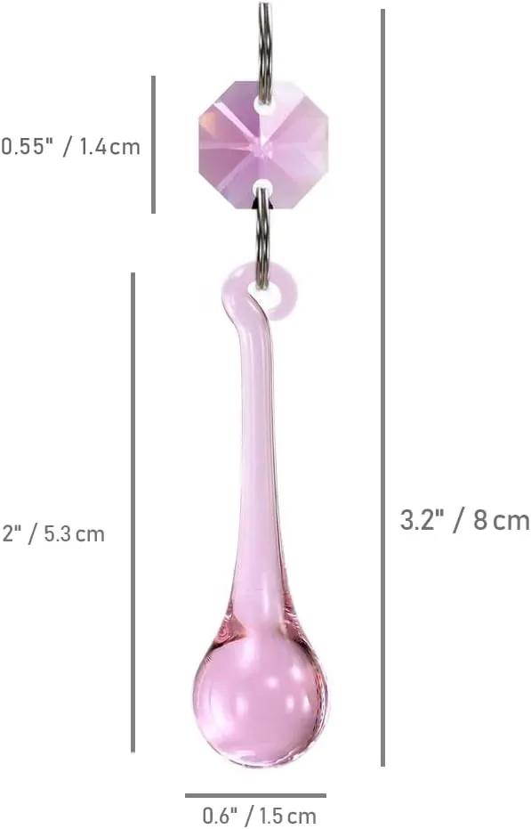 12pcs Raindrop Crystal Chandelier Prisms Parts, 53mm Hanging Crystals Beads for Chandeliers, Home Decoration (Pink) by GreenHaven Gardens