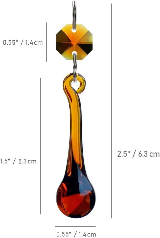 12pcs Raindrop Crystal Chandelier Parts, 53mm Hanging Crystals Glass Beads for Window, Curtain Decoration (Amber) by GreenHaven Gardens