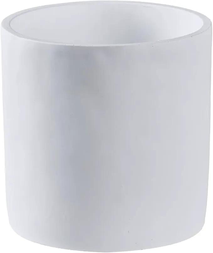 8 Inch Pot for Plants, Large Cement Planter with Drainage Hole, Mid-Century Modern Concrete Flower Pots for Home Decor, Office & Outdoor (White) by GreenHaven Gardens