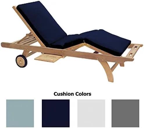 3-Piece Teak Patio Conversation Set with Sun Bed Loungers & 20-Inch Square Folding Picnic Table (P143SPA), Spa Sun Bed Cushions by GreenHaven Gardens