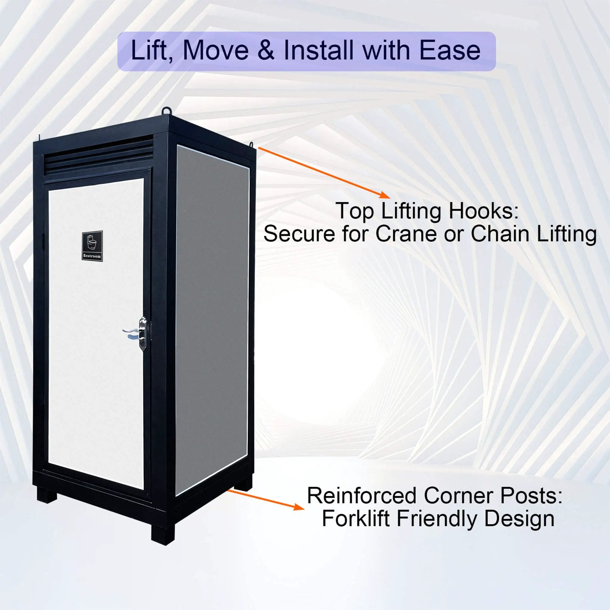 42-Inch One-Person Portable Outdoor Toilet Cabin With Light, Sink And Vent Fan (SAK45672) by SAKSBY WHOLESALE