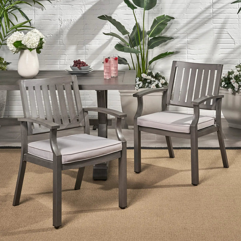Outdoor Modern Aluminum Dining Chair with Cushion (Set of 2) by HouseOfZazla