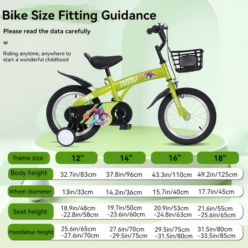 Fkznpj - 16" Sporty Kids Bike With Training Wheels And Stand Adjustable Saddle Suitable For Boys And Girls Aged 4 - 8 Years Tall Height 41 - 46" Available In A Variety Of Colors by HouseOfZazla