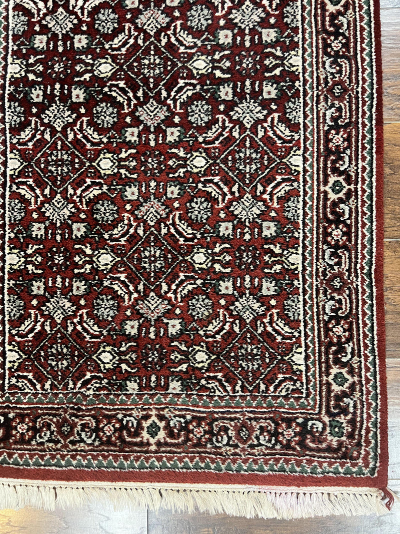 Indo Persian Runner Rug 2.7 x 8, Wool Hand Knotted Vintage Carpet, Red Black, Herati Allover Pattern, Oriental Runner, Rug for Hallway by Jewel Rugs