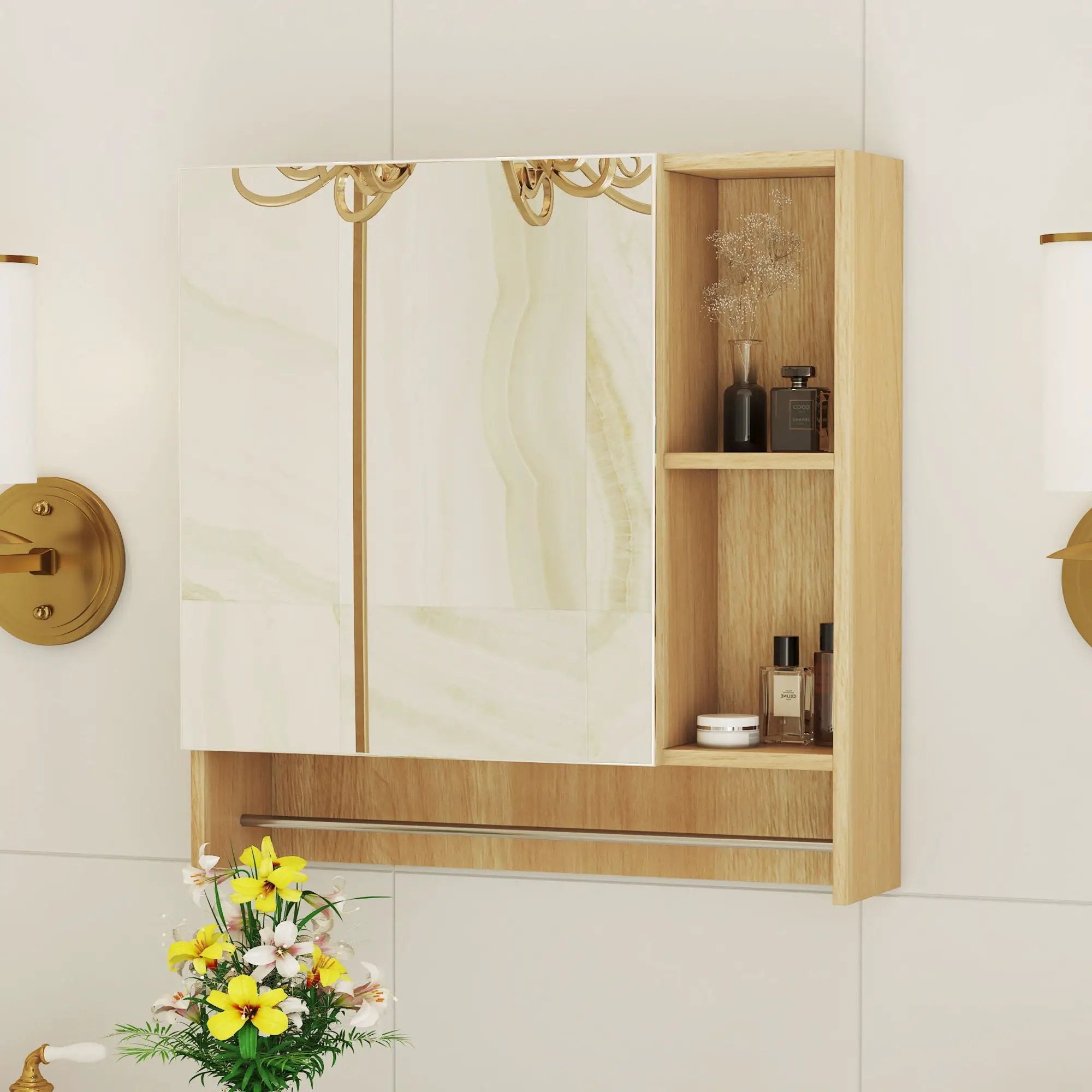 Bathroom Mirror Medicine Cabinet Wall Mounted With Shelves by Unique Piece Furniture