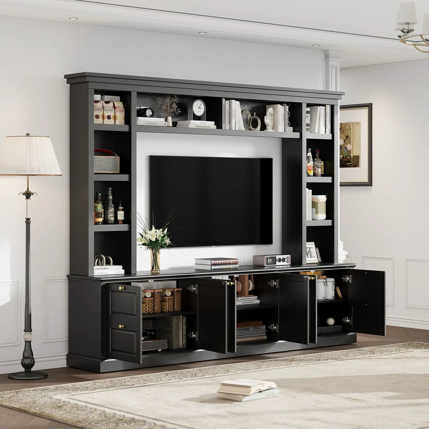 All-In-One TV Stand With Bookcase For TVs Up To 70" by HouseOfZazla