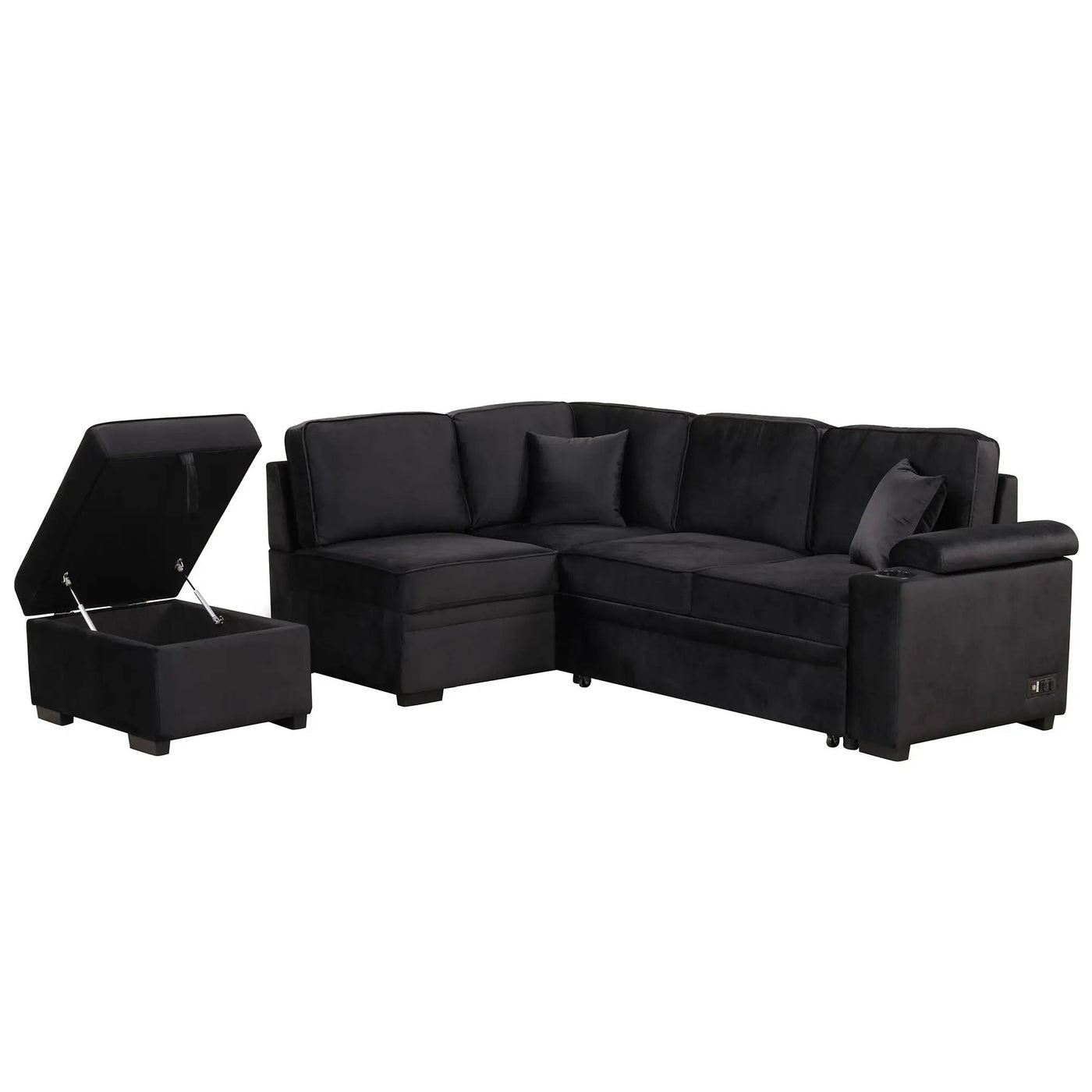 Sleeper Sofa Bed, 2 In 1 Pull Out Sofa Bed L Shape Couch With Storage Ottoman For Living Room, Bedroom Couch And Small Apartment by HouseOfZazla